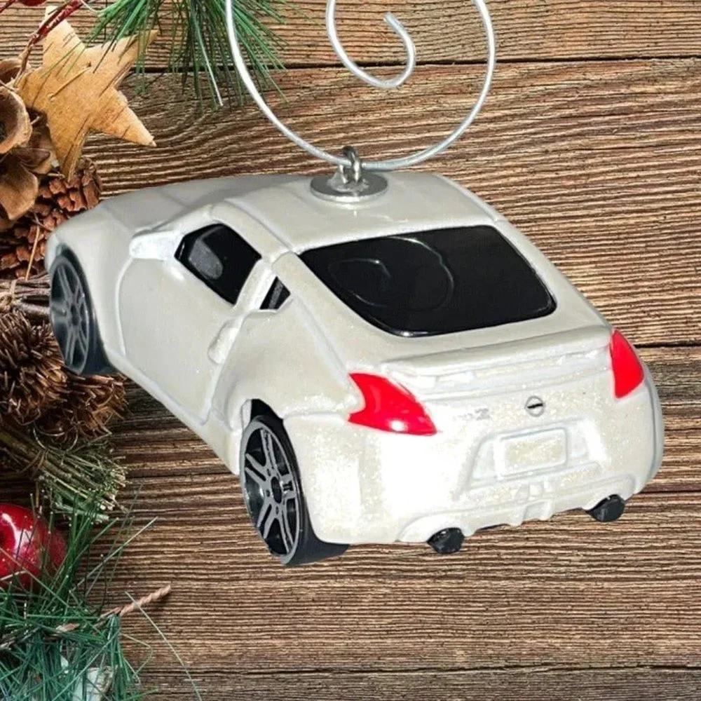 2009 White Nissan 370Z Sport Coupe Car 1:64 ONE OF A‎ KIND Christmas Ornament